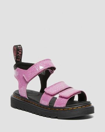 Pink Kids' Dr Martens Junior Klaire Glitter Sandals | CA 717BEX